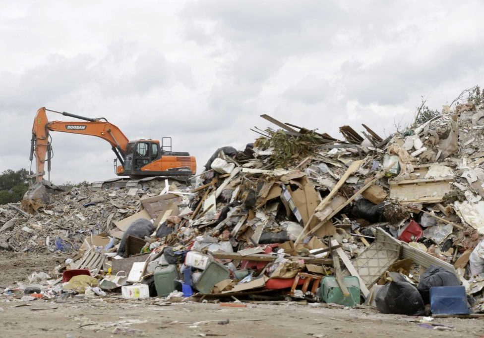 The Pine Forest debris management site is shown in Bear Creek area Wednesday, Nov. 15, 2017, in Houston. It is a  temporary site for Hurricane Harvey debris. ( Melissa Phillip / Houston Chronicle )